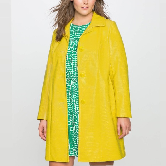 Eloquii Jackets & Blazers - Eloquii Bold Yellow Faux Leather Snakeskin Textured Coat NWOT
